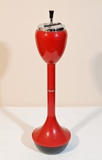 POSACENERE VINTAGE ROSSO A COLONNA DA TERRA DI DESIGN IN PLASTICA SPACE ANNI '70