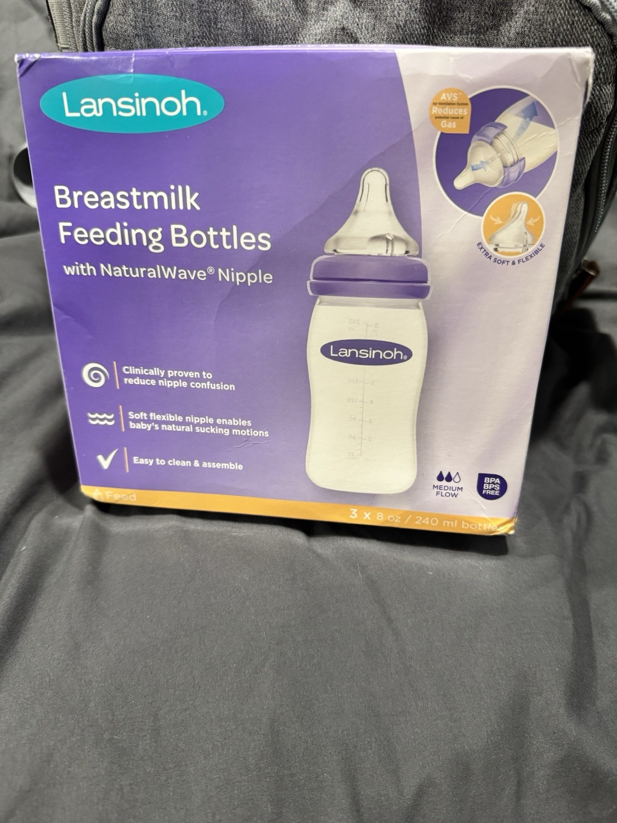 Lansinoh mOmma Breastmilk Feeding Bottle, 8oz. - 3 Count