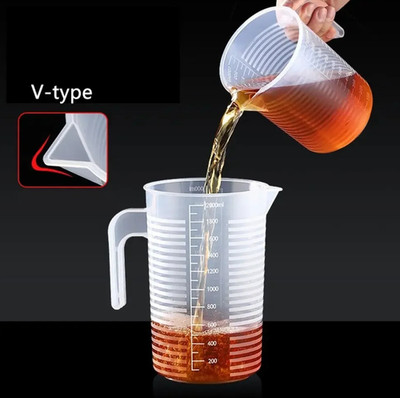 1pc Transparent Plastic Measuring Cup Food Grade Kitchen & Lab Beaker - NEW