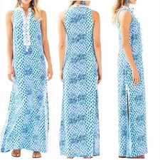 Lilly Pulitzer Jane Maxi Sleeveless Pineapple Toe In Size 4 Blue Green Tile