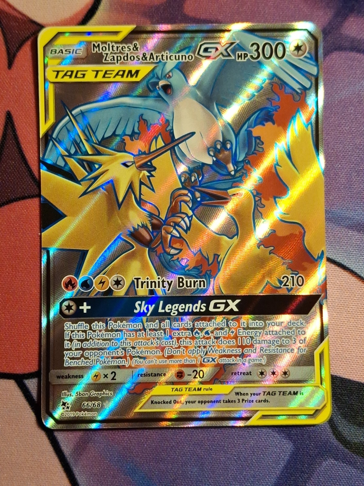 Moltres & Zapdos & Articuno GX 66/68 Full Art Ultra Rare Pokémon SM Hidden Fates