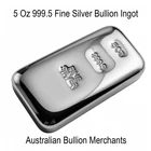 Silver Ingot 5 Ounce 999.5 Fine Grade Bullion Investor Quality Bar Hand Poured