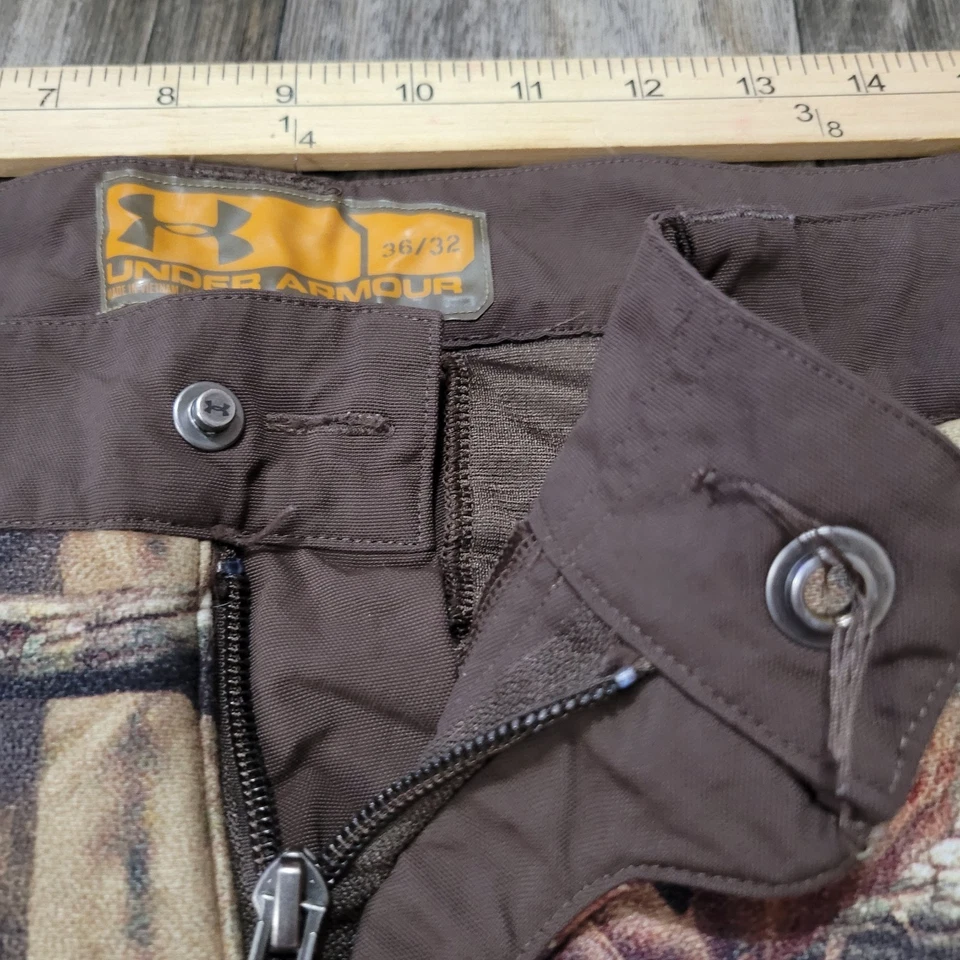 Under Armour Fleece Lined Realtree Camo Hunting Pants 36x32 (Missing Button) - Image 3 of 4