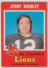 1971 OPC CFL Jerry Bradley Card #44 BC Lions California