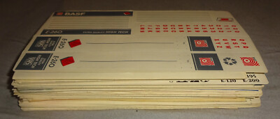 Alte VHS-Etiketten BASF MAXELL SONY TDK PHILIPS - Ca. 120 Folien zu 99% KOMPLETT