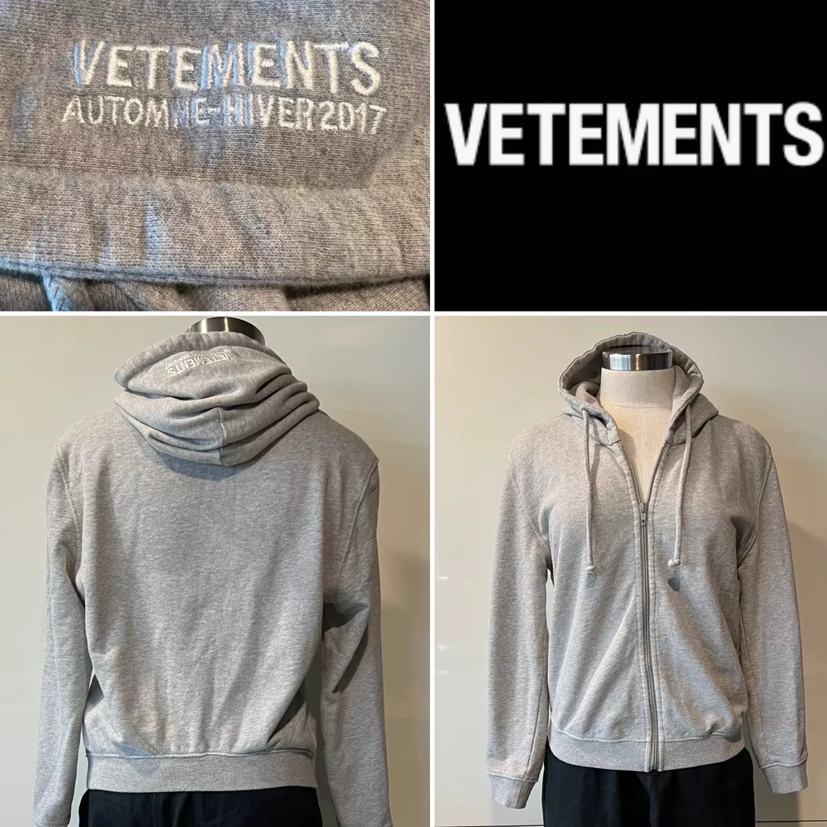 vetements grey run hoodie