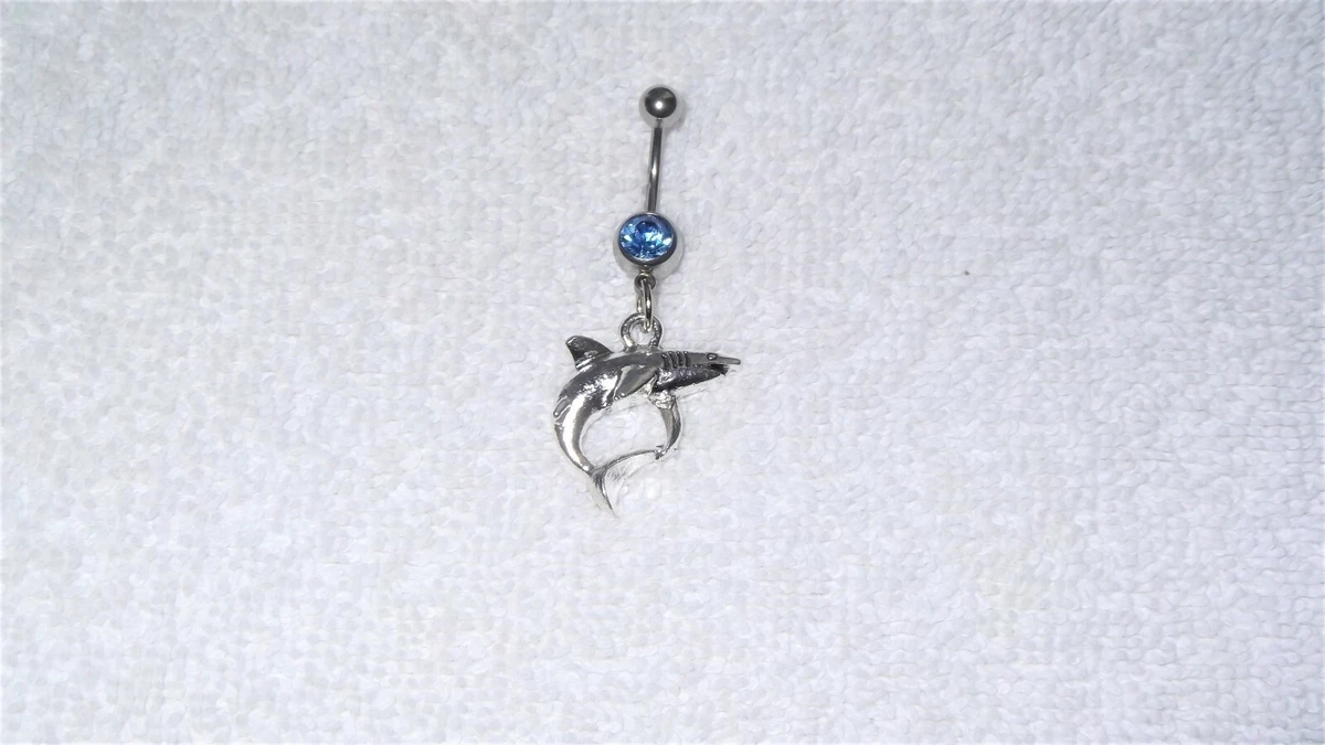 Ocean Swimming Great White Shark Belly Button Navel Ring Body