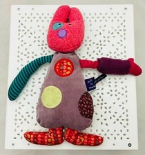 Moulin Roty les jolis pas beaux lapin multi-matières rose mauve 30 cm env