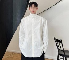 Men New Casual Turtle Neck Long Sleeve Loose Pure Color Shirt Youth Party Blouse