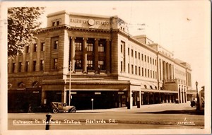 1938 Australia Adelaide Railway Entrance RPPC Picture Postcard Cover to Denmark