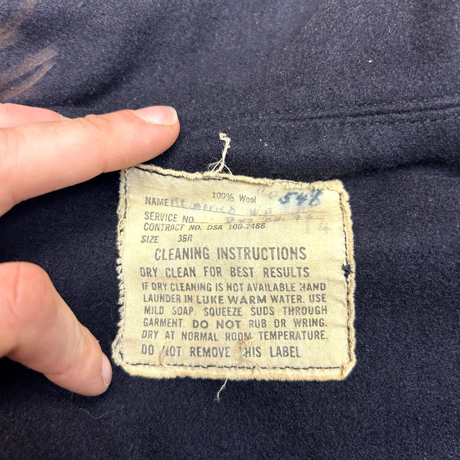 US NAVY Wool Military Jacket Mens Small 1st Class Sailors Seaman Jumper, Navy image 8