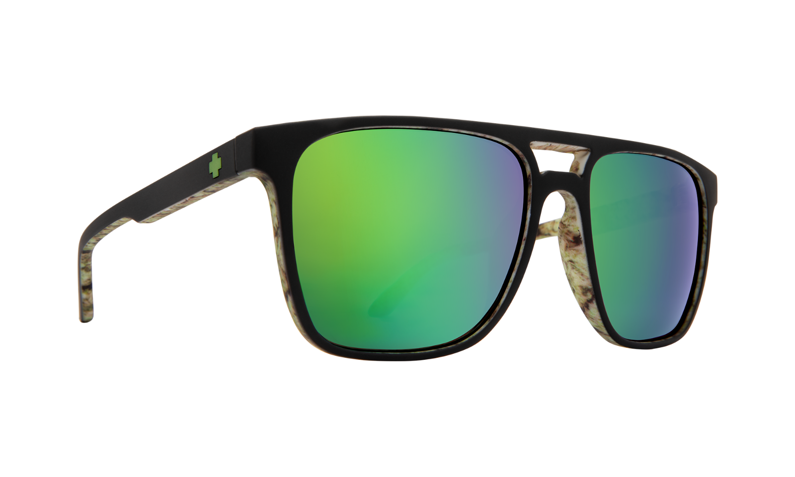 SPY+ CZAR Mens/Womens Sunglasses MATTE BLACK/KUSHWALL / HD+ GREEN SPECTRA MIRROR