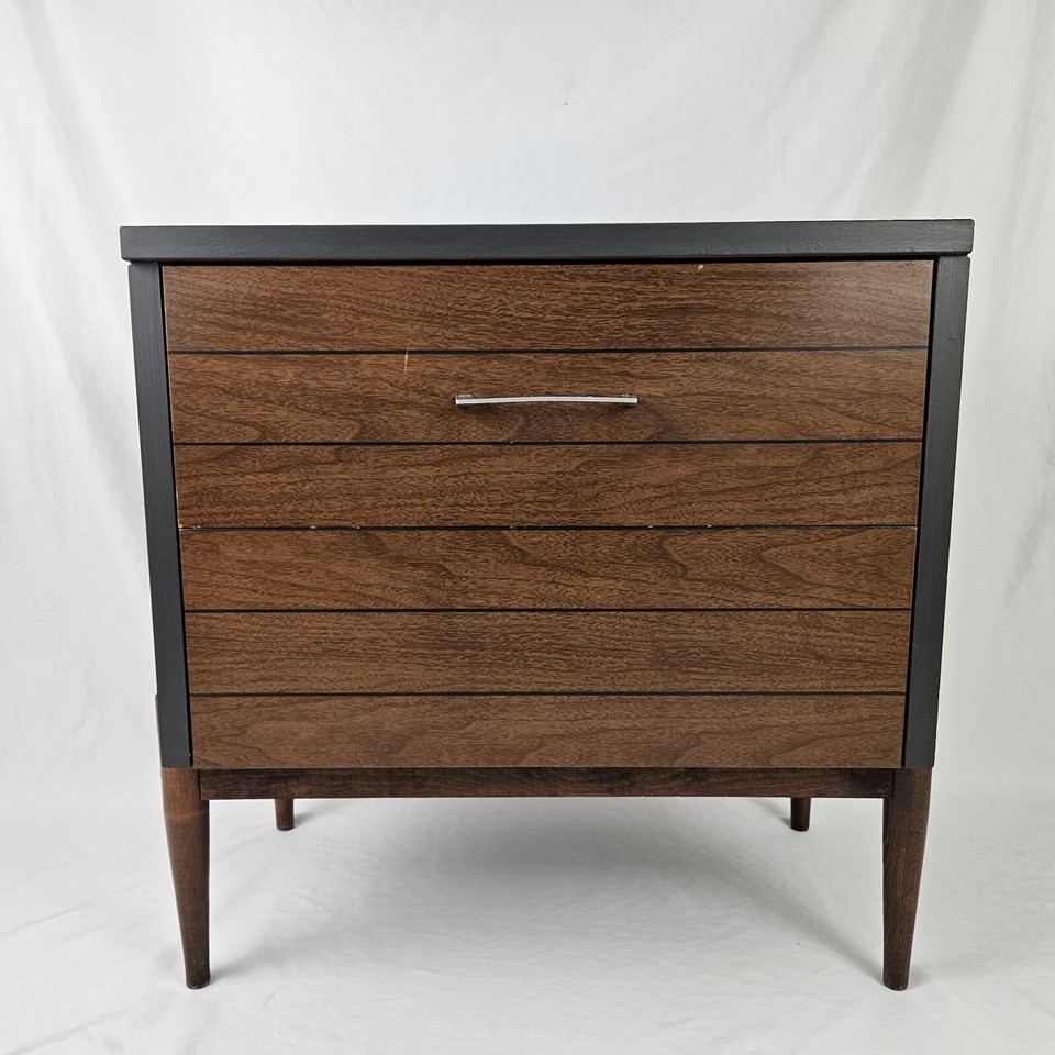 MidCentury Record Lu Van 60's Nightstand Table Accordion Door