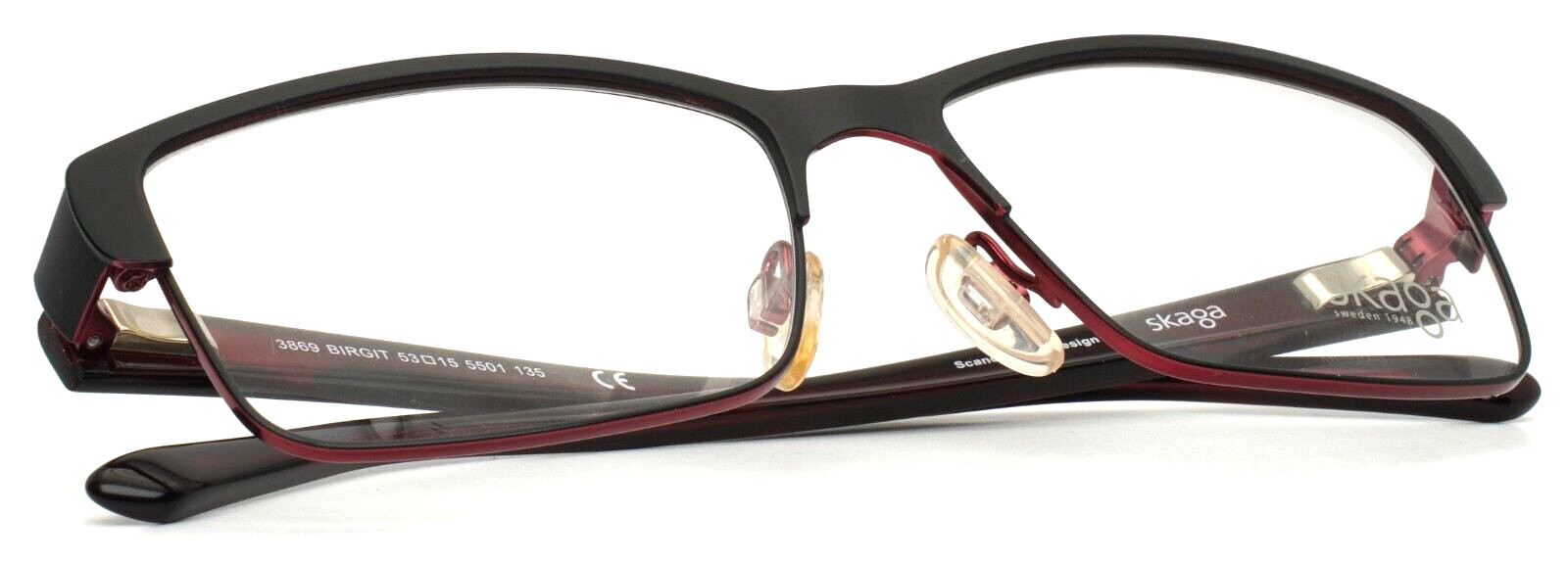 SKAGA 3869 BIRGIT 5501 Black Womens Rectangle Full Rim Eyeglasses 53-15-135 B:35
