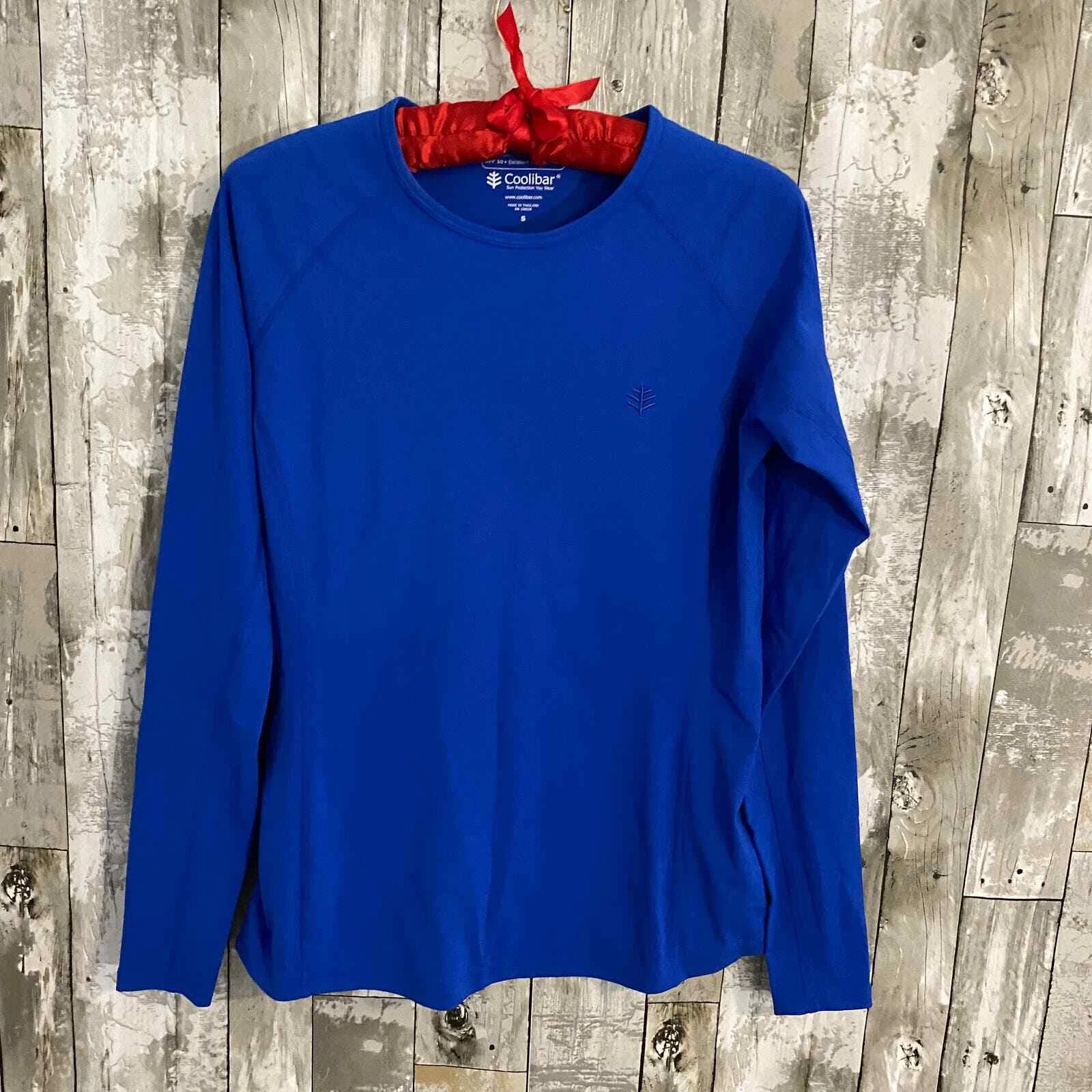 coolibar hightide long sleeve blue sun protection shirt S
