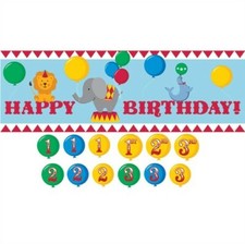 Circus Time Giant Banner with Stickers Circus Kids Birthday Party Decoration
