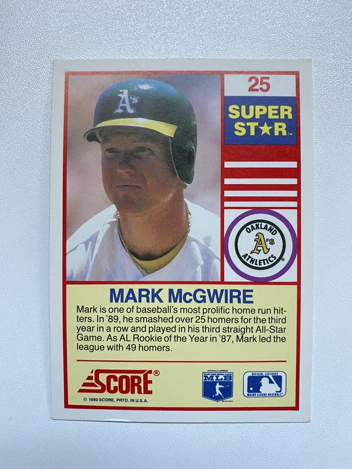 MARK MCGWIRE 1990 SCORE 100 SUPERSTARS #25 OAKLAND ATHLETICS - Image 2 of 2
