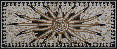 Sun Checkered Wall Tile Art Marble Mosaic, Natural Stone