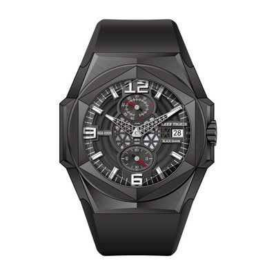 Reef Tiger Men Automatic Watch Mechanical Wristwatch Luminous Hexagonal Bezel