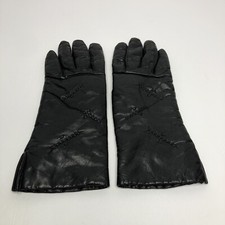 Vintage Women  s Black Leather Gloves WPL 12931 Made in Japan Size B