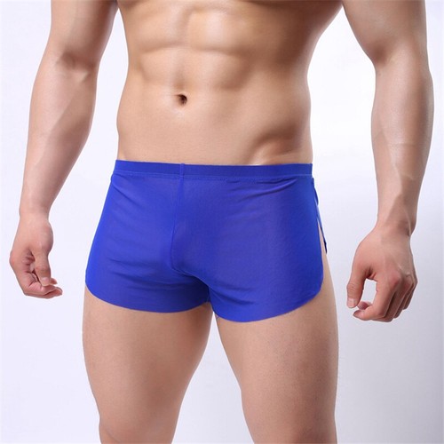 Men Mesh Boxer See Through Shorts Breathable Underpants Lingerie Split Soft - Picture 15 of 17