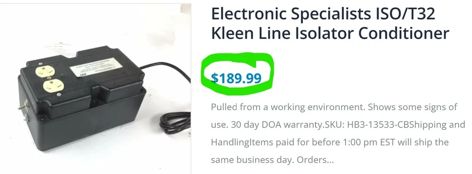 Electronic Specialists ISO/T32 Kleen Line Isolator Conditioner [A9S3] - Image 2 of 4