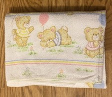 Vintage Toddle Time JC Penny 80  s Infant Baby Receiving Blanket Bears Balloons