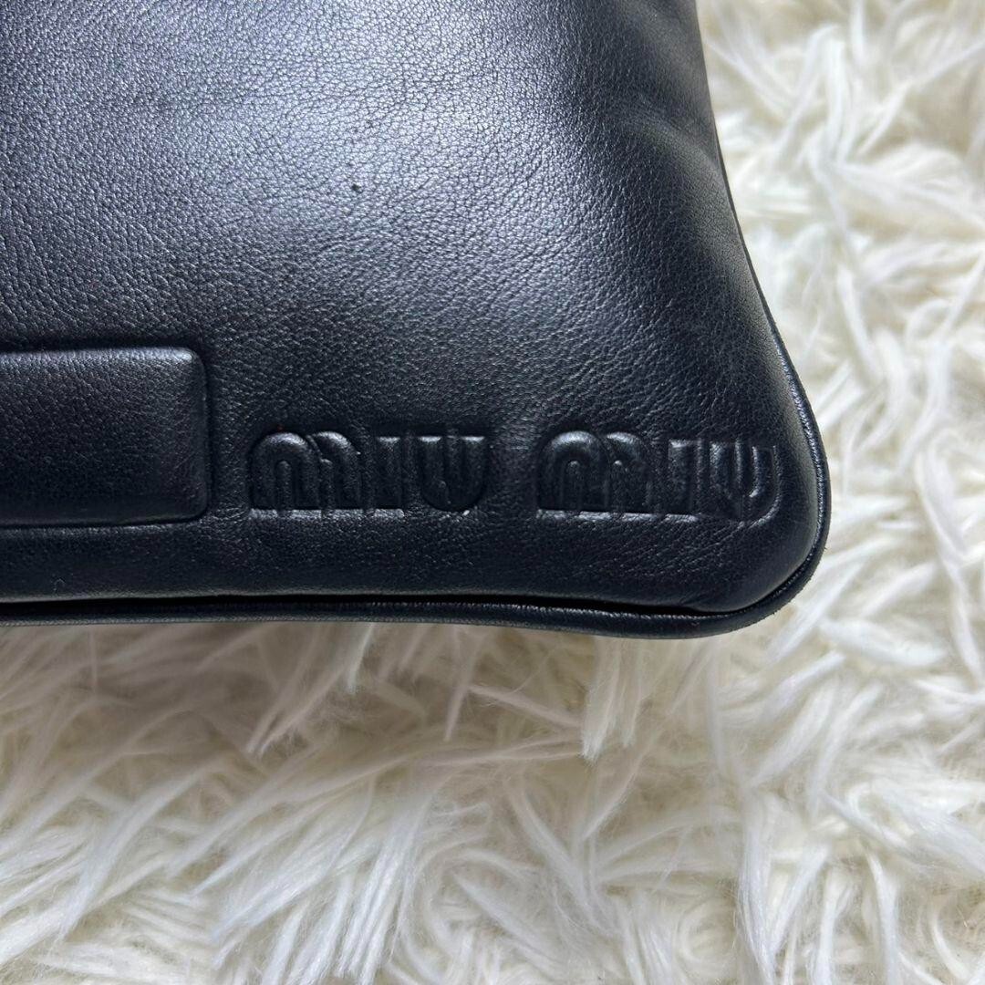 MIU MIU Archive Shoulder bag Sacoche Leather Black 90s