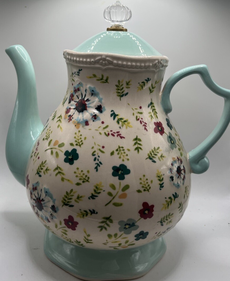 Pioneer Woman Coffee Pot / Teapot Kari Stoneware 2.7 Qt 2.55 L 10 1/2&rdquo; Tall