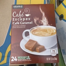 Cafe Escapes Caramel Coffee Keurig K-Cup Pods 24 Ct READ