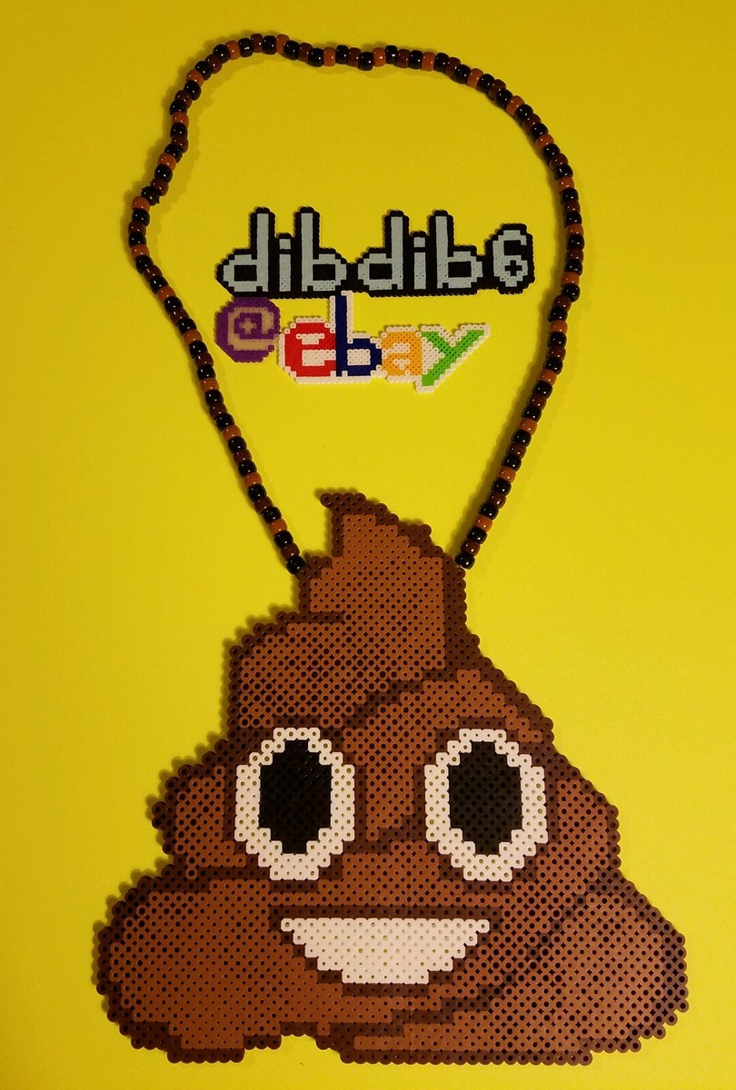 Poop emoji perler kandi necklace, PLUR, rave, EDC, hama, sprite, melty