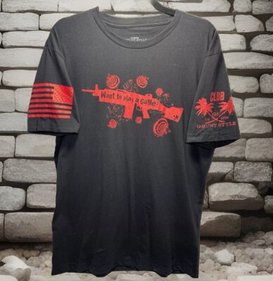 Grunt Style Want To Play A Game Saw Fortnite Scar Shirt Men s Size Large
