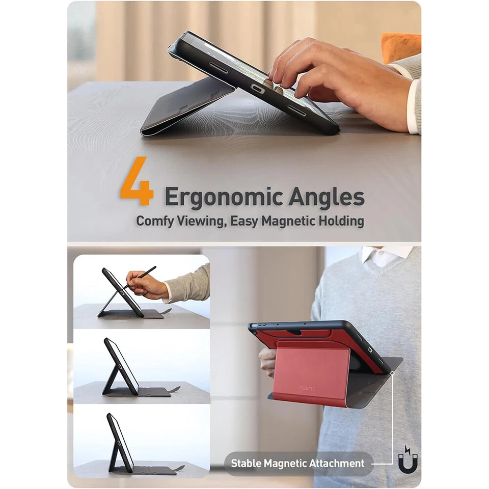 For Google Pixel Tablet 2023 Case Poetic Explorer Magnetic Folio Stand Red - Image 3 of 4