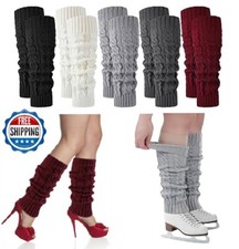 Skating Leg Warmer Women Girls Knitted Long Leg Warmers ice Skating Boot Socks
