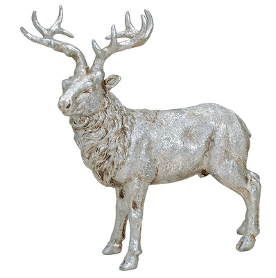 Hirsch stehend silber 23 cm (56482w) Tierfigur Dekofigur Weihnachtsdeko