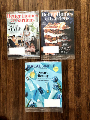 REAL SIMPLE March 2022 & BETTER HOMES & Gardens Sept 2018 Nov 2018 in Plastic