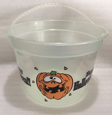 Gemmy Vintage Happy Halloween Bucket Pumpkin Jack-o-Lantern Pail Trick or Treat