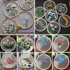 Embroidery Starter Kit Simple Plant Flower Cross Stitch Stamped DIY Decor Craft