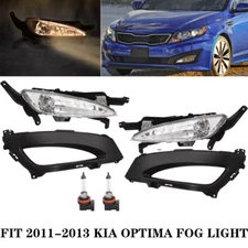 Fit 2011 2012 2013 Kia Optima Pair Front Bumper Fog Lights Bezels Set w/bulbs