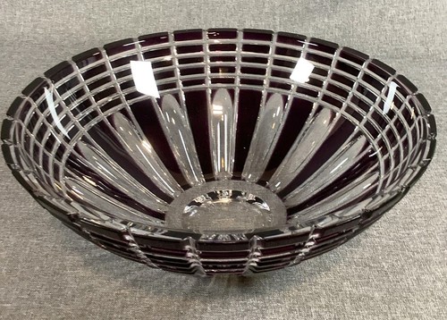 CAESAR CRYSTAL Masterwork Signed MARUSAK "NORA" XLG Berry Bowl Violet Purple NIB - Picture 2 of 10