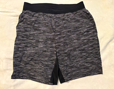 lululemon Heathered Black/Gray Athletic Shorts Men s L Unlined w drawstring