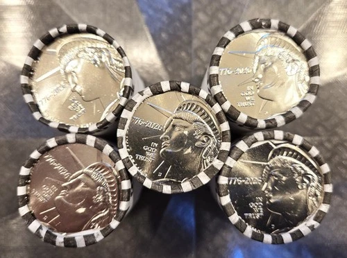 Lot of Five (5) 2026-D Enduring Liberty Half Dollar Rolls Uncirculated