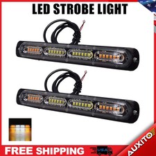 2pcs Amberwhite 12-24v Emergency Led Bar Strobe For Truck Lights Atvs Vehicle