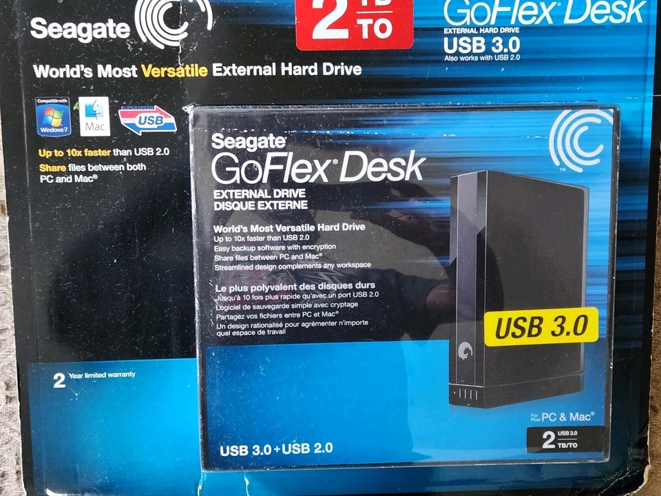 Seagate FreeAgent GoFlex Desk 2TB 7200RPM USB 3 External Hard Drive STAC1000103 - Image 3 of 4
