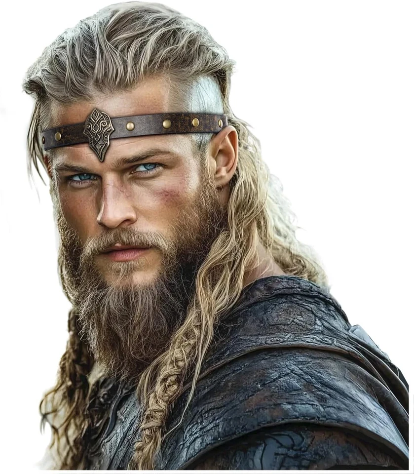 Viking Leather Headband Adjustable Medieval Headpiece LARP Costume Renaissanc... - Image 2 of 4