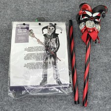 Menacing Jester Skeleton Clown Halloween Costume  Cane 4pc Child Size M 8-10