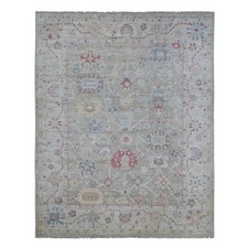 8'x9'10" Green Hand Knotted Pure Wool Afghan Angora Oushak Oriental Rug 21610