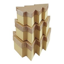 Gold Glitter Christmas Tree Shaped Kraft Gift Boxes - Pack of 3