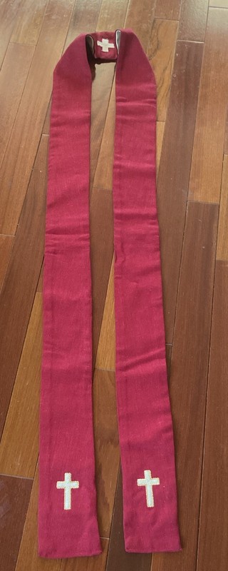 Pastor, Priest, 🔥Red Stole with Golden Embroidered Cross. Hand Made, Clergy