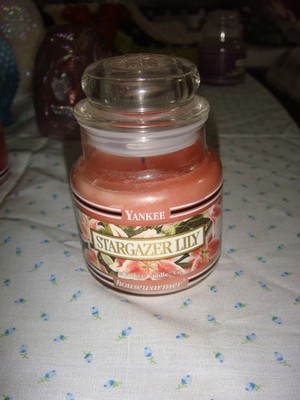 Yankee Candle Stargazer Lily Small Jar 3.7 oz Black Stripe Jar